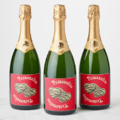 Chocolade snoep hart rood schattig liefde sparkling wijnetiket (Flessen)