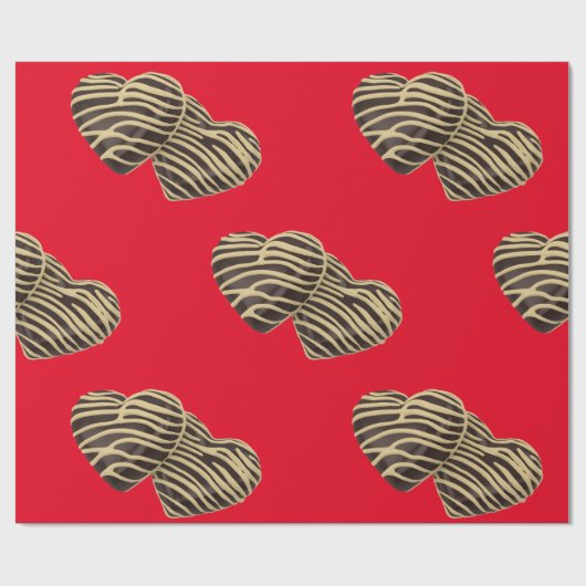 Chocolade snoep harten romantisch rood liefde scha cadeaupapier (Vlak)