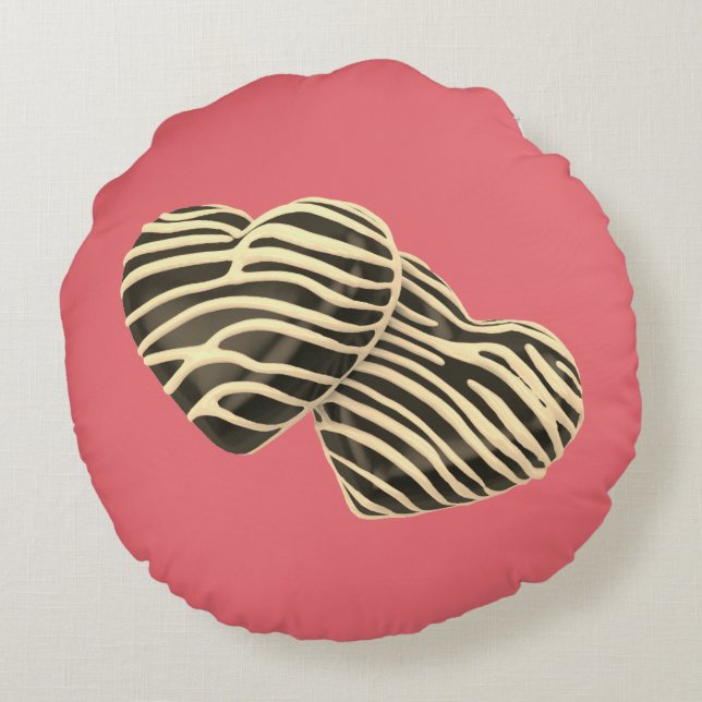 Chocolade snoep harten schattig roze liefde rond kussen (Achterkant)