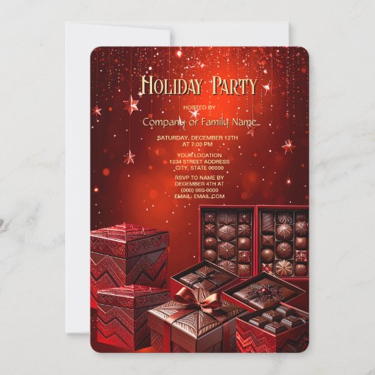 Chocolade Snoep Kerst Uitnodiging (Voorkant)