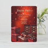 Chocolade Snoep Kerst Uitnodiging (Staand voorkant)