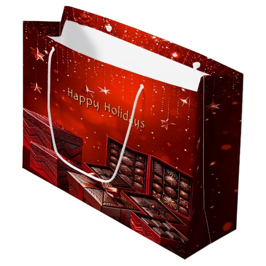 Chocolade Snoep Kerstcadeautas Groot Cadeauzakje (Voorkant Gekanteld)