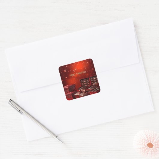 Chocolade Snoep Kerstmis Sticker (Envelop)