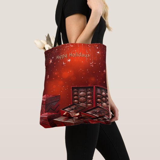 Chocolade Snoep Kersttas Tote Bag (Dichtbij)