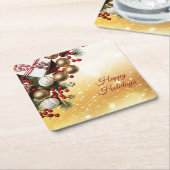 Chocolade Snoep Kerstvakantie Papieren Onderzetter (Schuin)