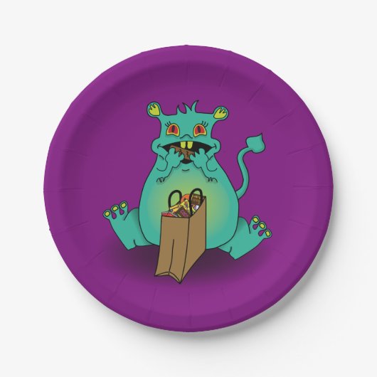 Chocolade Snoep Monster Papieren Bordje (Voorkant)