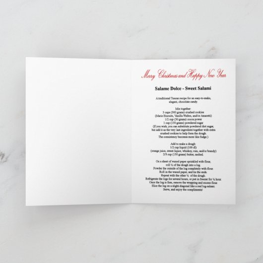 Chocolade Snoep Recept voor Kerst Feestdagen Kaart (Binnen)