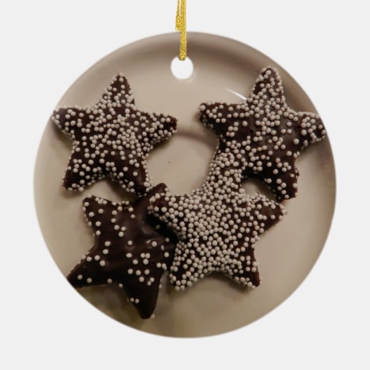 Chocolade Snoep STars Keramisch Ornament (Achterkant)