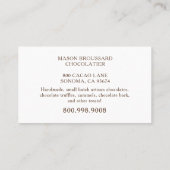 Chocolade Snoep & Truffel Desserts Catering Visitekaartje (Achterkant)