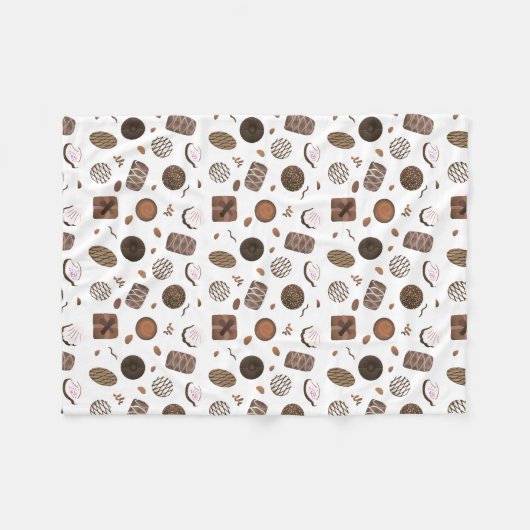 Chocolade Snoepjes Fleece Deken (Voorkant (Horizontaal))