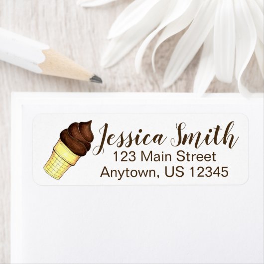 Chocolade Soft Serve Carnival Ice Cone Etiket (Insitu)