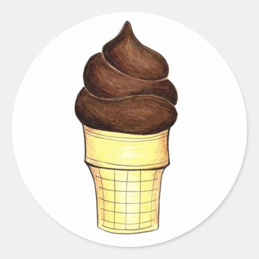 Chocolade Soft Serve Ice Cone Stickers (Voorkant)