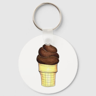 Chocolade Soft Serve Swirl Ice Cone Foodie Sleutelhanger