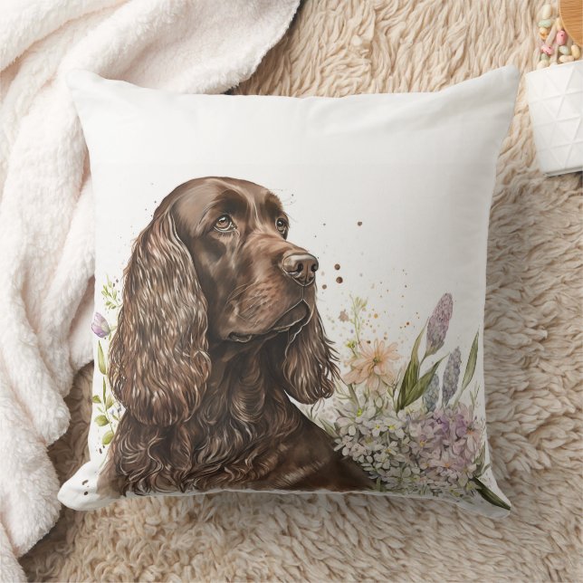 Chocolade Spaniel Mooie Waterverf Schilderij Kussen (Deken)
