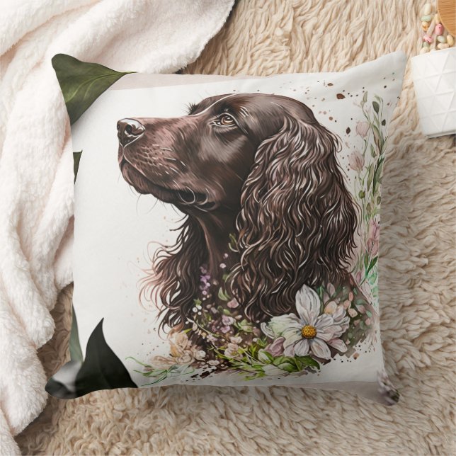 Chocolade Spaniel Mooie Waterverf Schilderij Kussen (Deken)