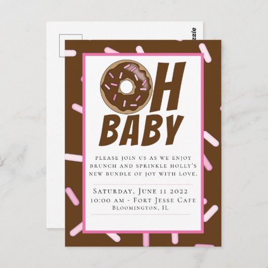 Chocolade Sprinkle Baby shower Briefkaart (Voorkant / Achterkant)