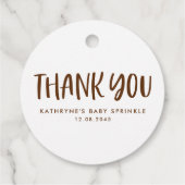 Chocolade Sprinkle Donut Baby Sprinkle Bedankt Bedankjes Labels (Achterkant)