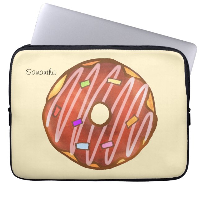 Chocolade Sprinkle donut Laptop Sleeve (Voorkant)