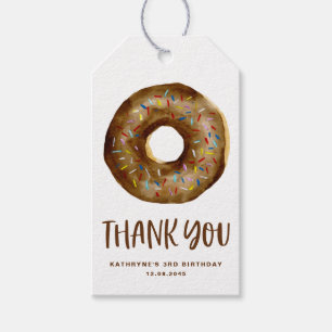 Chocolade Sprinkle Donut Verjaardagsfeest Dank u Cadeaulabel