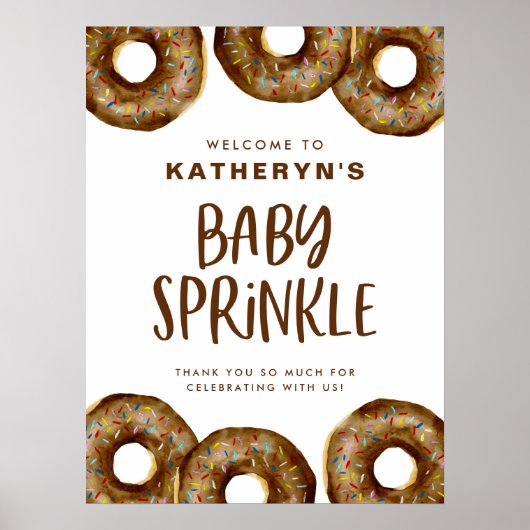 Chocolade Sprinkle Donuts Baby Sprinkle Poster (Voorkant)
