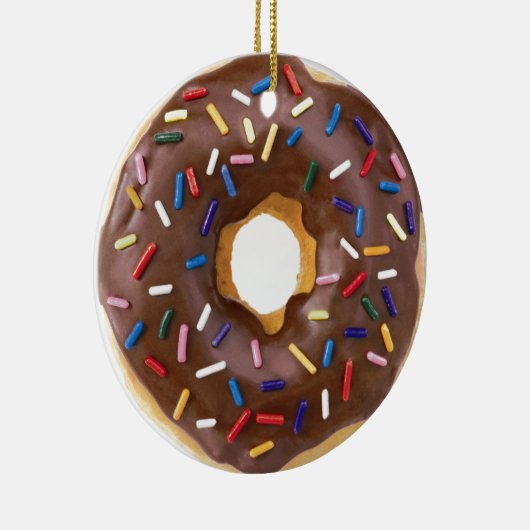 Chocolade Sprinkle Doughnut Keramisch Ornament (Rechts)