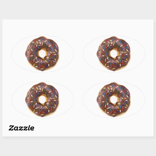 Chocolade Sprinkle Doughnut Ovale Sticker (Vel)