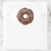 Chocolade Sprinkle Doughnut Ovale Sticker (Tas)