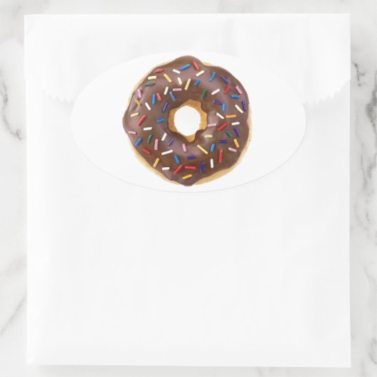 Chocolade Sprinkle Doughnut Ovale Sticker (Tas)