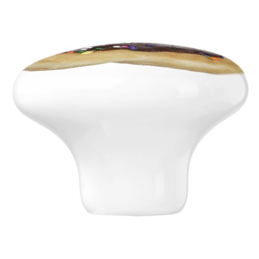 Chocolade Sprinkled Donut met Sprinkles Keramische Knop (Zijkant)