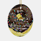 Chocolade Sprinkled Donut Yummy Food Christmas Keramisch Ornament (Rechts)