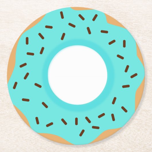Chocolade Sprinkles Blue Donut Ronde Kartonnen Onderzetter (Voorkant)