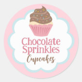 Chocolade Sprinkles Cupcake Scallop Label (Voorkant)