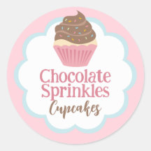Chocolade Sprinkles Cupcake Scallop Label