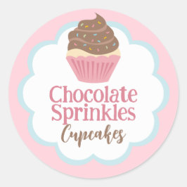 Chocolade Sprinkles Cupcake Scallop Label