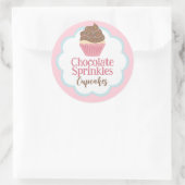 Chocolade Sprinkles Cupcake Scallop Label (Tas)
