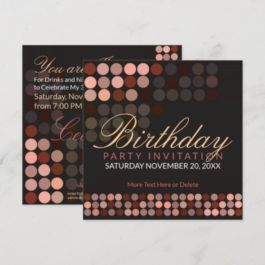 Chocolade Stippen Stijlvolle Disco Party verjaarda Kaart (Voorkant / Achterkant)