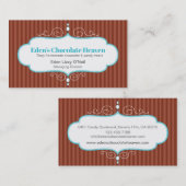 Chocolade streep decoratief wit blauwgroen paneelb visitekaartje (Voorkant / Achterkant)