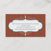 Chocolade streep decoratief wit blauwgroen paneelb visitekaartje (Achterkant)