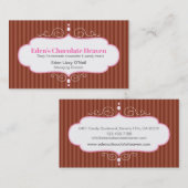 Chocolade streep decoratieve witte roze paneel bak visitekaartje (Voorkant / Achterkant)