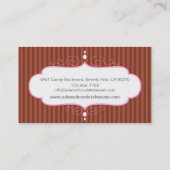 Chocolade streep decoratieve witte roze paneel bak visitekaartje (Achterkant)