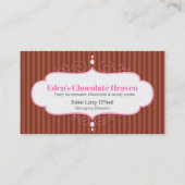 Chocolade streep decoratieve witte roze paneel bak visitekaartje (Voorkant)