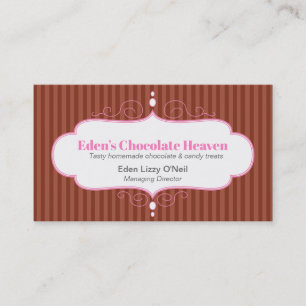 Chocolade streep decoratieve witte roze paneel bak visitekaartje