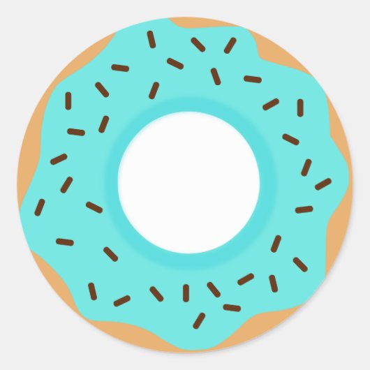 Chocolade strooit blauwe donut ronde sticker (Voorkant)