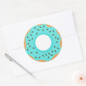 Chocolade strooit blauwe donut ronde sticker (Envelop)