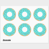 Chocolade strooit blauwe donut ronde sticker (Vel)