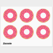 Chocolade strooit roze donut ronde sticker (Vel)