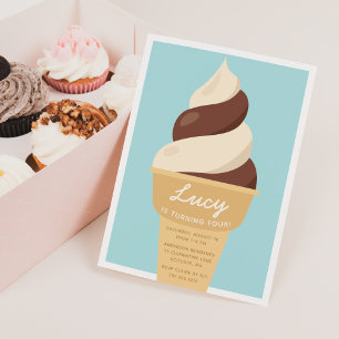 Chocolade Swirl Cone Ice Cream Birthday Party Kaart