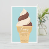Chocolade Swirl Cone Ice Cream Birthday Party Kaart (Staand voorkant)