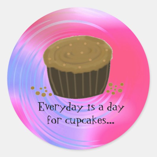 Chocolade Swirl Cupcake Ronde Sticker (Voorkant)