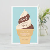 Chocolade Swirl Ice Cream Kids Birthday Party Kaart (Staand voorkant)